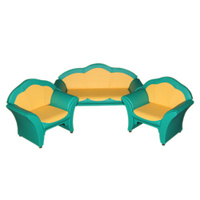 Комплект мягкой мебели РАКУШКА (зелено-желтый)