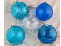 Елочные игрушки "Шары Барбара", сине-голубые